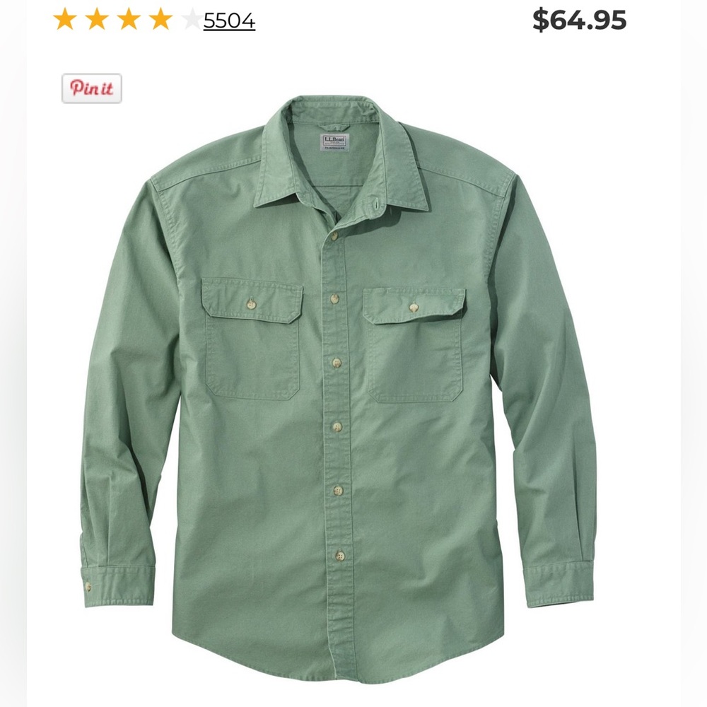 L.L. Bean Green Button-Up Shirt Men’s size M